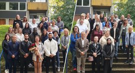 Schüler lächeln fröhlich in die Kamera