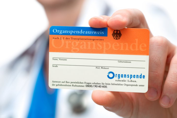 Eine Person zeigt einen Organspendeausweis