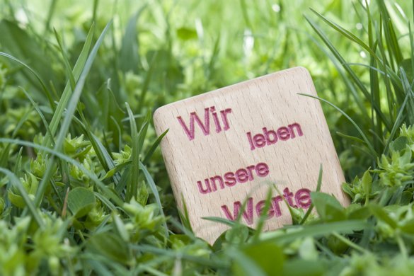 Würfel "Wir leben unsere Werte"
