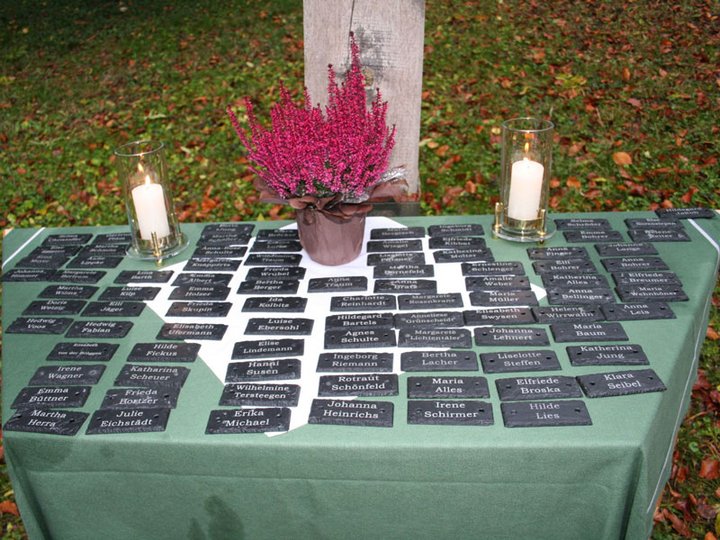 Gedenk-Täfelchen mit den Namen der Frauen und Mädchen, die 1948 von der Asbacher Hütte deportiert wurden